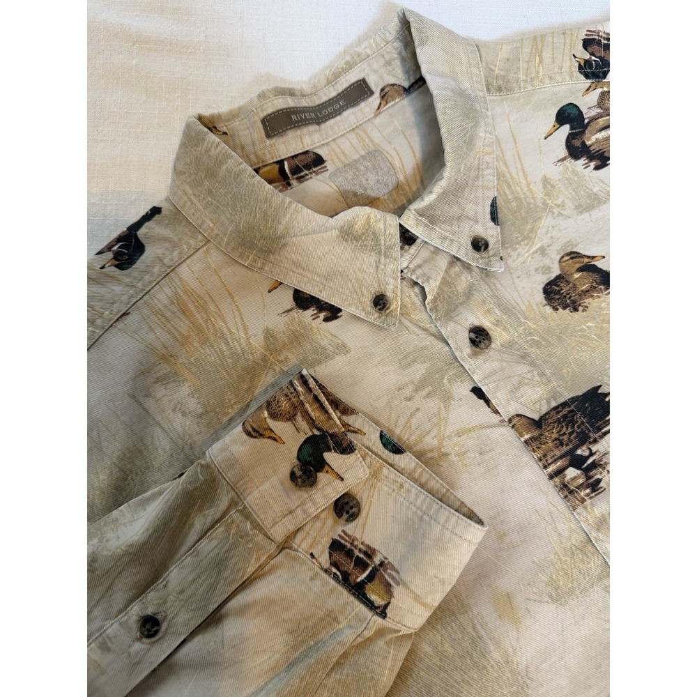 Columbia River Lodge Men's XL Duck Mallard Print Button Down Shirt Hunting
